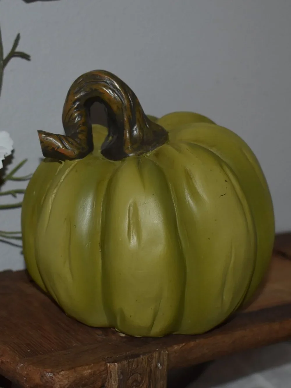 Whimsical Fairy Tale Cottage Misshapen Green Pumpkin Fall Halloween Decor